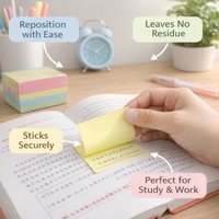 Postits Sticky Notes Colorful Self Pads, Cute Multicolor Set for Students Office, Removable Studying Essentials