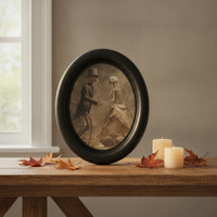 Oval Wooden Picture Black-Framed Oval Wood Picture Frame Glossy for Tabletop, Entryway, Halloween