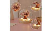 Night Light with Dome Cover Warm LED Glowing Miniature Landscape Decorative Tree Light Ambient Lamp Safe for Bedside Table, Desk