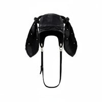 Distressed Washed Jean Fabric Rabbit Ear Cap Grunge Design Jean Fabric Bunny Ear Hat Cute Cotton Bunny Hat Lightweight for Women, Streetwear, Photo Shoots