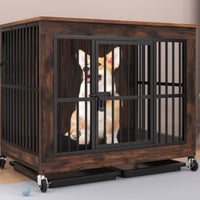 Dog Crate Furniture Space Saving Wood Metal Dog Crate Anti Getaway