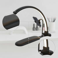 Arc-Shaped Nail Lamp with Phone Holder Shadow-Shadowless Crescent Nail Lamp Manicure Light Shadowless High CRI for Manicurists