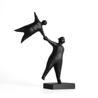 Tabletop Figurine Modern Abstract Sculpture Black Escultura Conceptual for Homeowners, Living Room, Bedroom