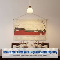 Modern Chinese Wall Tapestry, Rectangular Fabric Hanging, Oriental Art for Living Room, Bedroom Decor