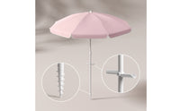 Portable Beach Umbrella with Sand Anchor Lightweight Windproof Beach Umbrella UPF 50+ Sun Shade Adjustable for Patio