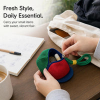 Dopamine Color Baseball Cap Coin Purse with Keychain
