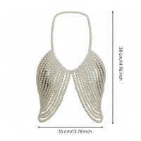 Layered Pearl Body Chain Fringe Pearl Shoulder Chain Lightweight Shoulder Harness Trendy for Photoshoots