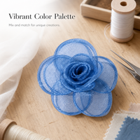 Handmade Korean Style Ribbon Rose Flower Applique for DIY Hair Accessories and Brooches