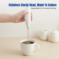 Portable Milk Frother, Handheld Whisk Beater, Battery Operated, Multi-Functional for Kitchen & Office
