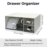 Desk Storage Organizer with Drawers, Clear Desktop for Office Supplies Stationery, Small Drawer Unit with Stickers