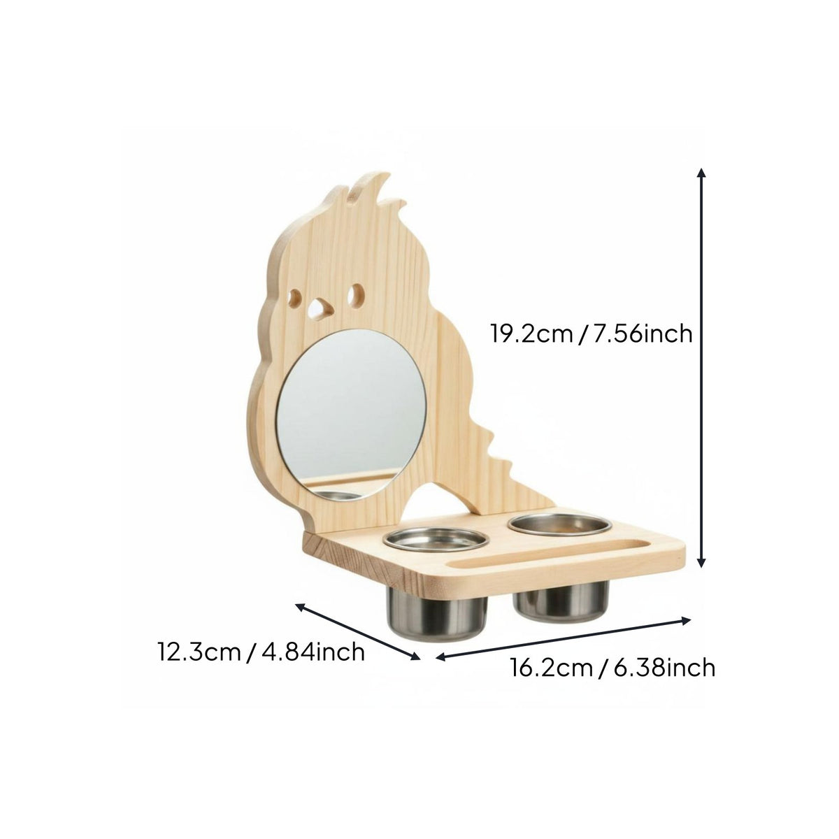 Wooden Bird Stand with Mirror Easy to Attach Pet Supply Play and Exercise