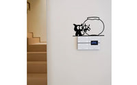 Cute Design Cat and Fishbowl Wall Art Easy Installation Metal Cat Wall Decor Lightweight for Bedroom, Entryway