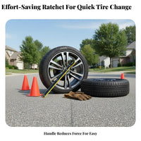 Easy to Use Car Vehicle Lift Ratchet Wrench Long-Lasting Tire Wheel Vehicle Lift Wrench Ergonomic Design for Seniors, Vehicle Maintenance