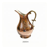 Artisanal Decorative Turkish Pitcher Curved Handle Metal Water Pitcher Flared Spout Table Accessory Wide Rounded Body