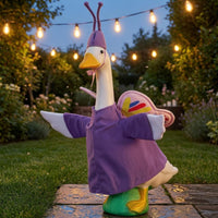 Butterfly Goose Ornament Green Base Porch Goose Ornament Outdoor Decoration Violet Whimsical Decor for Yard