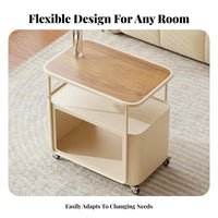 Space-Saving Rolling C-Shaped Stand with casters Side Table Multi-Functional Indoor Furniture dual-level Storage for Apartment Dwellers, Remote Workers, Living Room, Next to Sofa, Small Spaces, Beside Bed