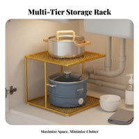 Space Saving Pot and Pan Organizer Large Capacity Multi-Layer Pot Stand Accessible Design for Home Cooks, Homemakers, Countertop, Pantry