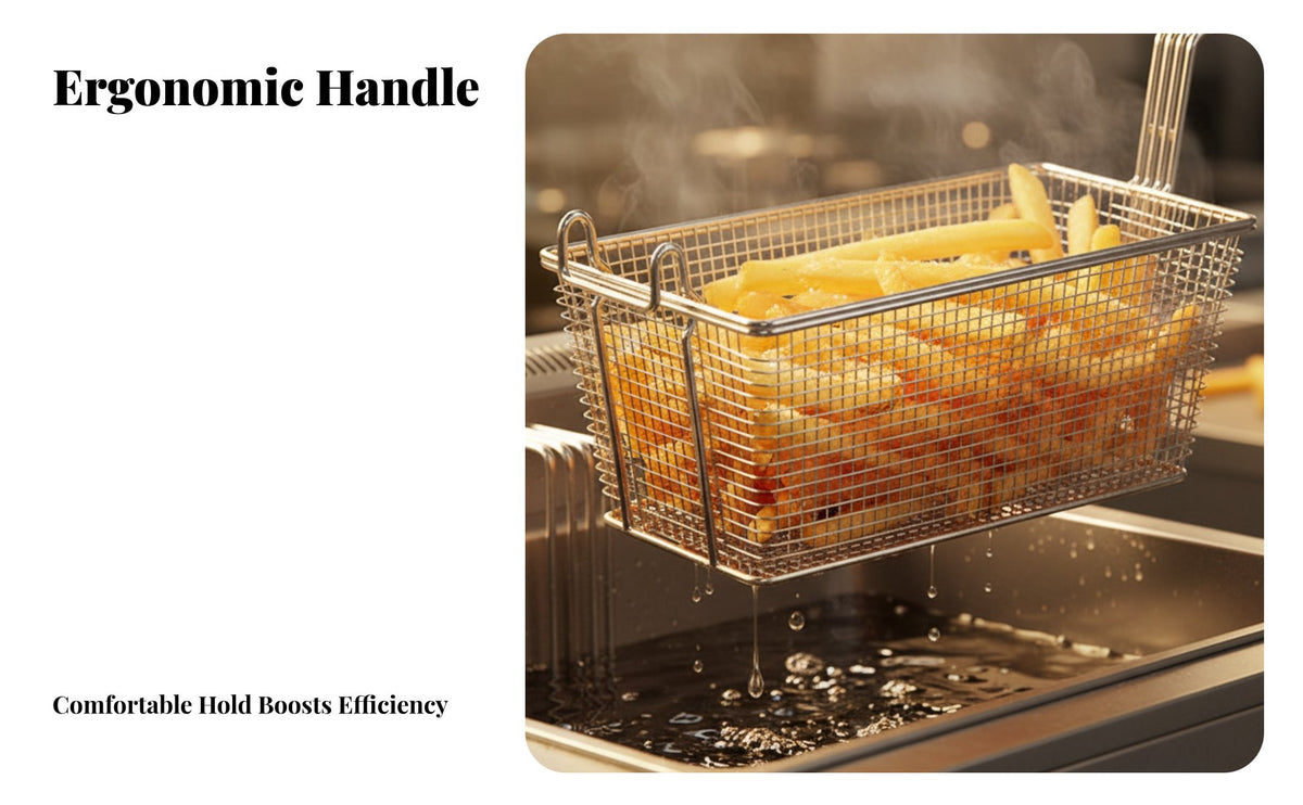 Commercial Fry Basket High Temperature Resistant Deep Fryer Basket Easy to Clean Frying Tool for Chefs, Home Cooks, Restaurants, Food Stalls
