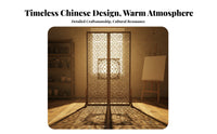 Chinese Design Wooden Screen Solid Wood Antique Fretwork Room Divider Handmade Hollow Carved Lattice Partition for Tea House, Restaurant