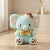Stuffed Elephant with Bow Tie Cute Elephant Stuffed Animal Soft Fuzzy for Children, Nursery, Playroom