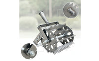 Wheeled Weeder Hand-Push Weeder with Serrated Tines Manual Weeding Rake with for Homeowners