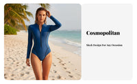 Long Sleeve Single-Piece Swimsuit Sun Protection women's Surfing Figure Suit Long Sleeve Zip Front Swimsuit Quick-Drying
