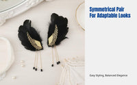 Victorian Celestial Feather Hairpin with Crystal Tassel, Korean Design