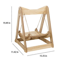 Wooden Cat Bed and Hammock, Freestanding Density Board Swing Style Cradle, Indoor Furniture for Kitten, 2kg Weight Elevated Resting Place