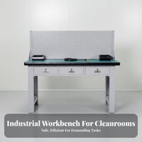 Heavy-Duty Workbench High Load Capacity Heavy Duty Workbench Sturdy Steel Frame Anti Work Station for Mechanics, Assembly Line, Basement, Shed