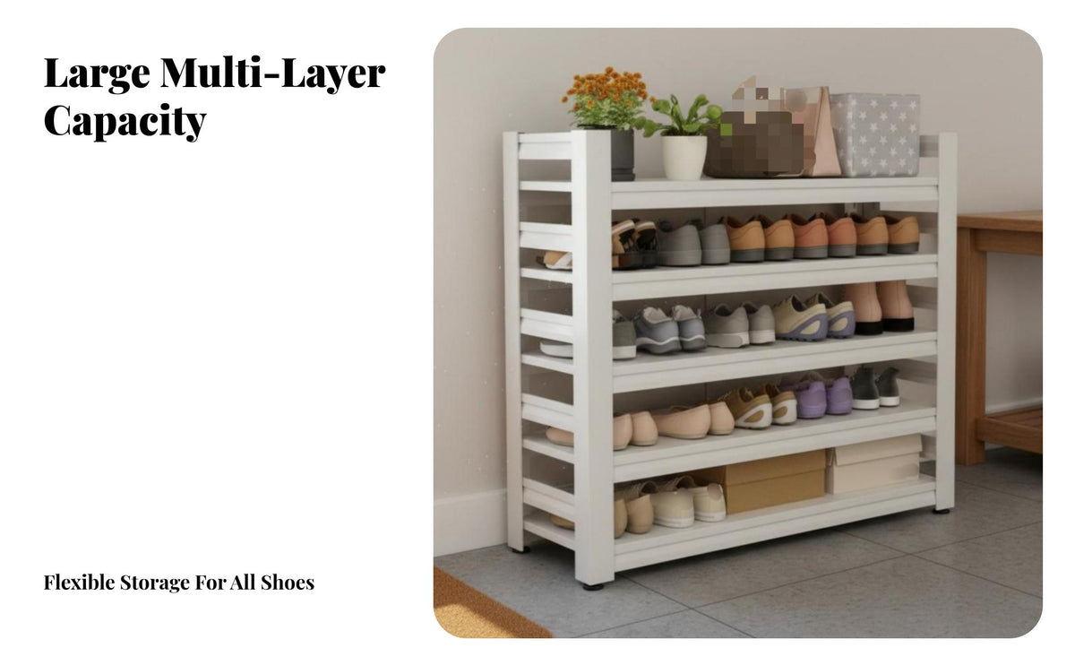Metal Footwear Storage Unit Large Capacity Multi-Tier Shoe Rack Entryway Storage Shelf Dustproof Steel Construction for Hallway