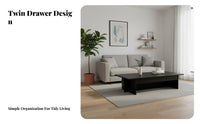 Minimalist Design low-slung Table with Drawers Space-Saving Living Room Centerpiece Multi-Functional Home Furnishing Rounded Corners for Apartment Dwellers, homeowners, distant Workers, Small areas, Lounge Area