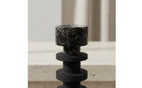 Stone Look Candlestick Textured Finish Black Candle Stand Stable Base Tall Candlestick Holder