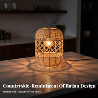 Woven Lampshade Handwoven Paper Rope Hanging Shade Woven Lamp Shade Lightweight Wicker Drum Lampshade Easy Installation