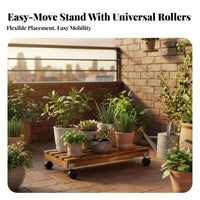 Rolling Ladder Plant Shelf Tiered Design Wheeled Pot Stand Featuring Casters Display Rack for Householders, Apartment Dwellers, Balcony, Living Room