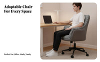 360-Degree rotate Upholstered Rolling Task Chair Comfortable padding Upholstered Shell Chair with casters Adjustable Height Vanity Seat Ergonomic Design for Home Office Workers, Students, Adults, Bedroom, Study Room