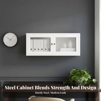 particle-resistantresistant Fluted Glass Door Cabinet Modern Design shelving unit Adjustable Shelves storage unit Lockable for Book Lovers, Collectors, Decor fans, Study Room, Home Office, Bedroom