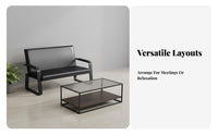 Long-Lasting Construction Modern Office Sofa Easy to Clean Upholstery Commercial Lobby Seating Iron Frame Waiting Room Bench for Visitors, Clients, Patients, Reception Area, Salon, Hospital, Airport