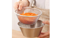 2 Pieces Perforated Mesh Strainer Bowl Smooth Edges Draining Bowl Set Silver Finish Fine Mesh Colander