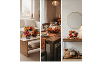 Autumn Candle Wreath Thanksgiving Fall Candle Wreath Table Centerpiece Wreath Harvest Seasonal for Hosts, Mantel, Entryway