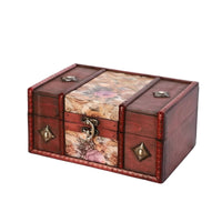 Wooden Storage Box Antique-Reminiscent of Wooden Jewelry Box Decorative Organizer for Dresser