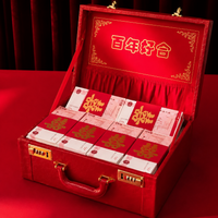 Wedding Money Gift Box, Wedding Gifts for Couple Memory Box, Treasure Chest with Lid and Combination Lock, Faux Leather Look