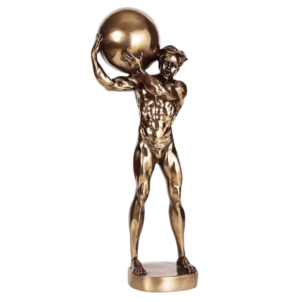 Bodybuilder Statue Decorative Resin Sculpture with Copper Finish Small Gym Decoration for Fitness Enthusiasts
