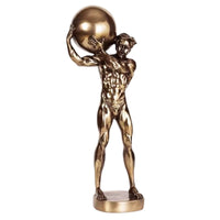 Bodybuilder Statue Decorative Resin Sculpture with Copper Finish Small Gym Decoration for Fitness Enthusiasts