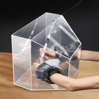 Glove Ports Acrylic Dust Box Slanted Top Dustproof Enclosure