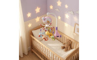 Clamp Mount Musical Crib Mobile Curved Stand Music Crib Mobile Battery Powered Rotating Hanging Toy Soft Light for Babies, Newborns, Nursery