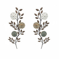 2 Pieces Botanical Metal Wall Hanging American Design Floral Branch Leaf Wall Decor 3D Design House Decoration for Bedroom