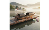 Handmade Miniature Fishing Boat Rustic Wooden Boat Craft Vintage Look Chinese Sampan Copy for Collectors, Shelf, Desktop, Office, Aquarium