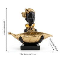 African Girl Bust Cultural African Female Bust Sculpture Contemporary Ebony Woman Statue for Entryway