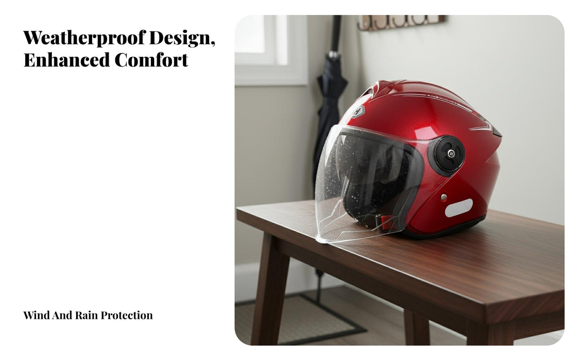 Motorcycle Half Helmet 3C Certified Electric Vehicle Helmet Four-Season Impact-Absorbing Headwear for Commuters, City Commuting, City Exploration