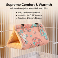 Hanging Hammock for Birds and Bird Bed Nest, Filled Textile Triangle Hanging Bed, Winter Warm Small Pet Supplies for Cockatiels